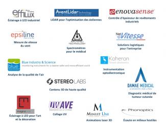 Logos des entreprises issues de la Filière Innovation-Entrepreneurs de l'Institut d'Optique
